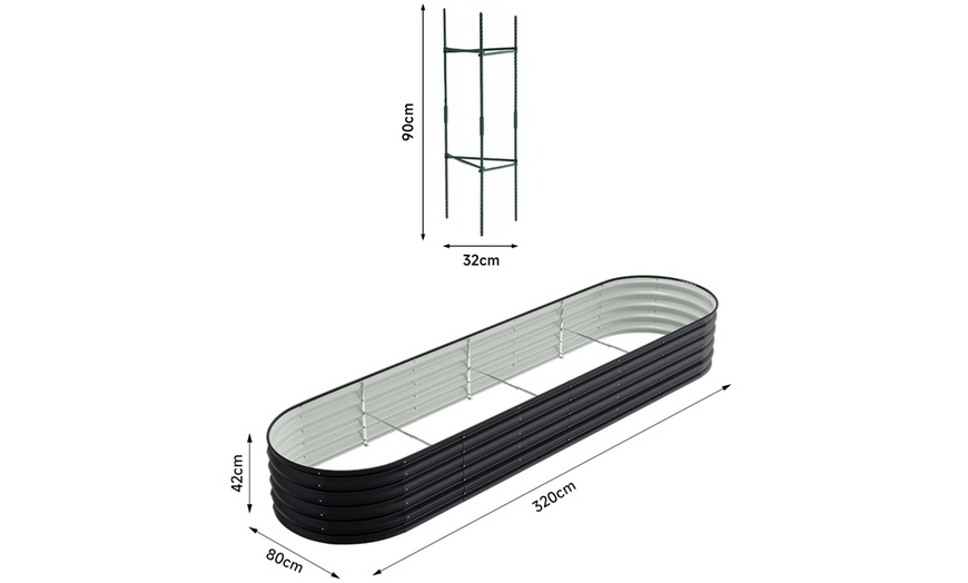 Image 3: Open-Bottom Sectioned Galvanized Steel Raised Garden Bed 320cm x 80cm 