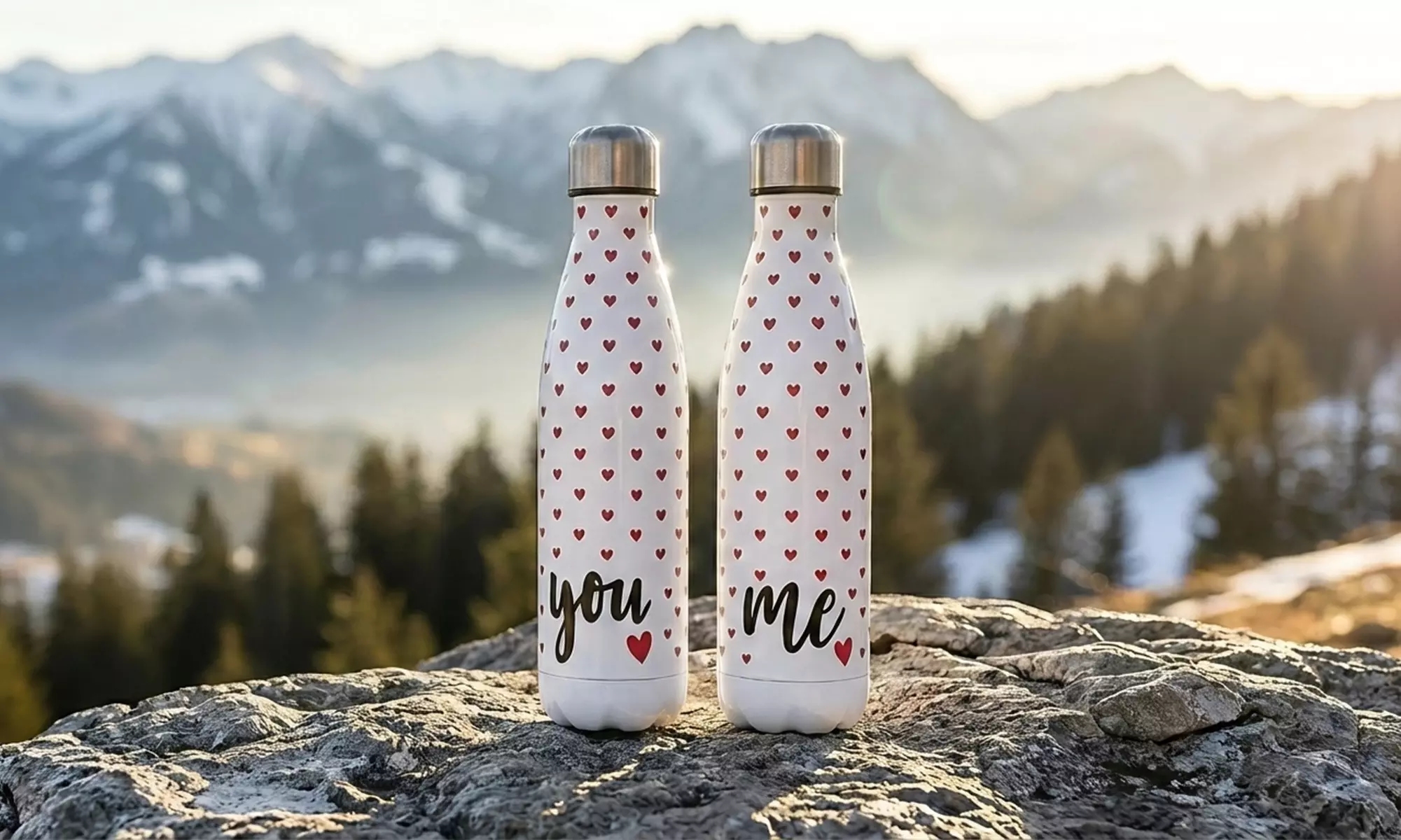 Set di 2 borracce termiche You & Me con design a cuore