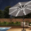 Image 1: Rotatable Solar Strip Lighting Umbrella with Fillable Base