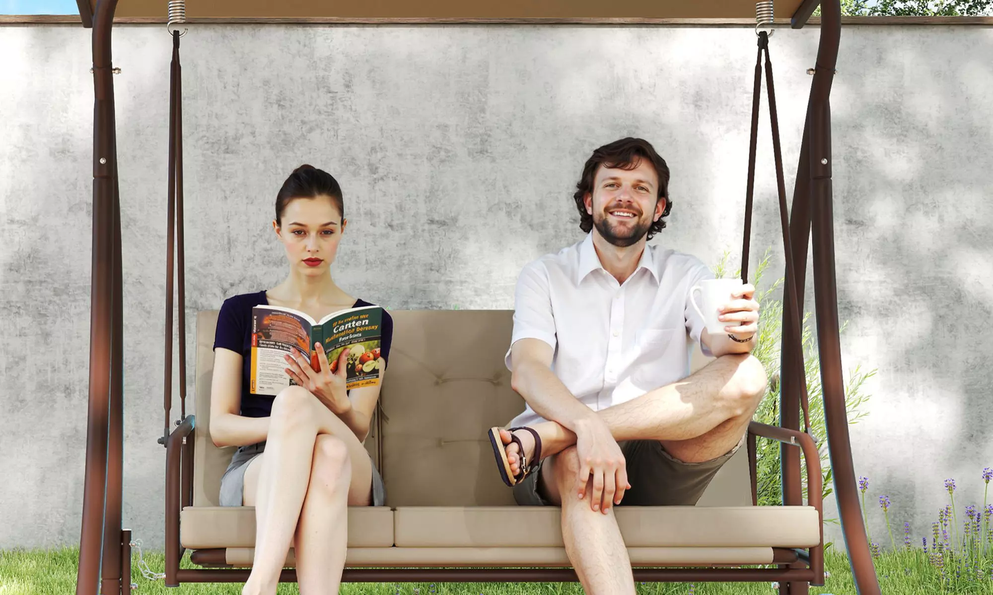 Outsunny 3 Seater Garden Swing Seat Bed