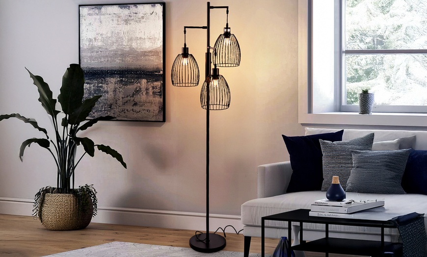 Image 1: Living And Home 3-Head Adjustable Iron Floor Lamp