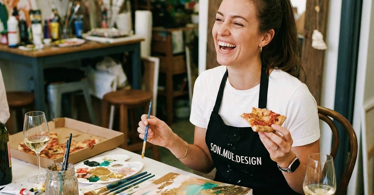 Taller de pintura con vino y pizza para 1 o 2 personas en Tenerife