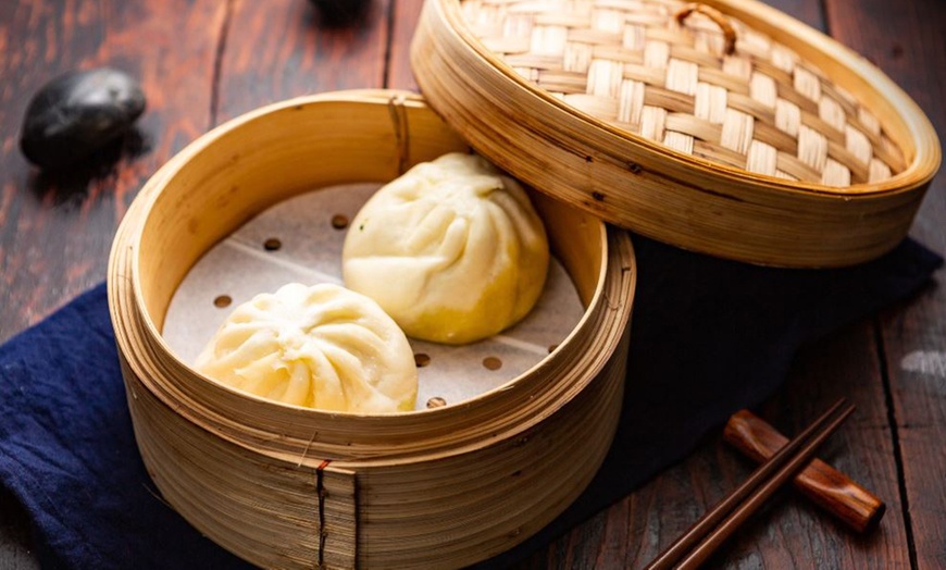 Image 4: Noodle or Dumpling Dish + Drink