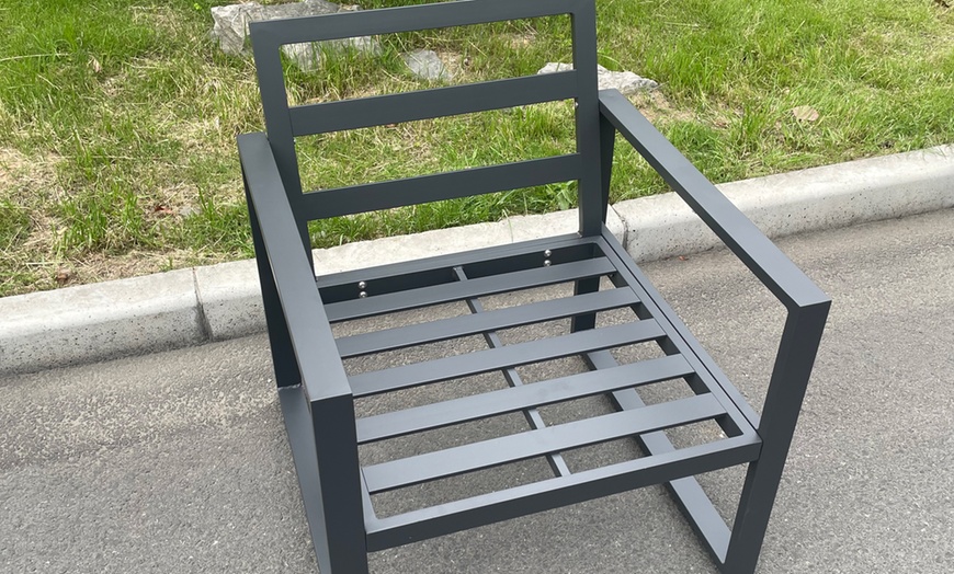 Image 5: 6-Seater Aluminum Firepit Dining Set