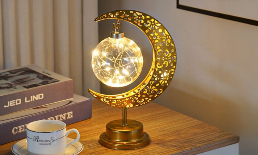 Image 8: LED Iron Hollow-Out Star and Moon Night Lights