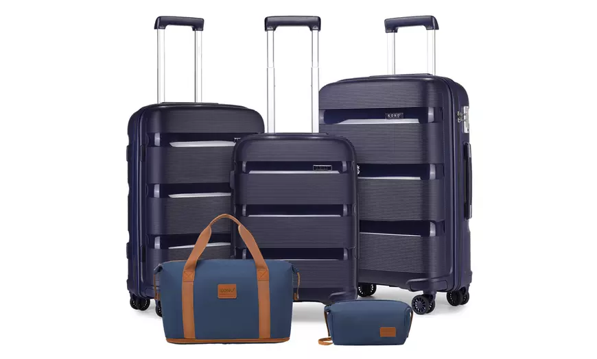 Image 6: Kono 5-Piece Suitcase Set; 20/24/28 Inch, Durable & TSA-Approved