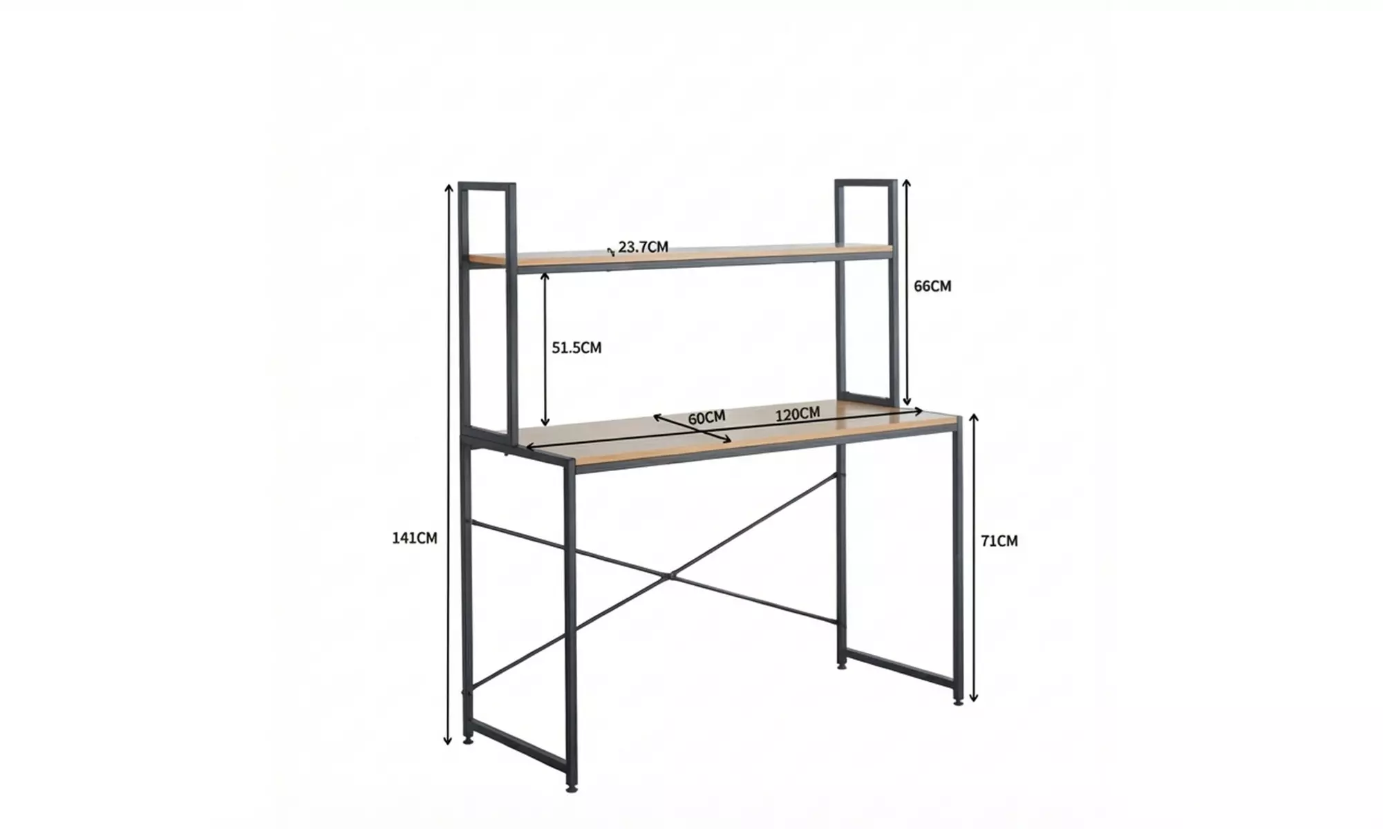 Scrivania industriale con ripiani