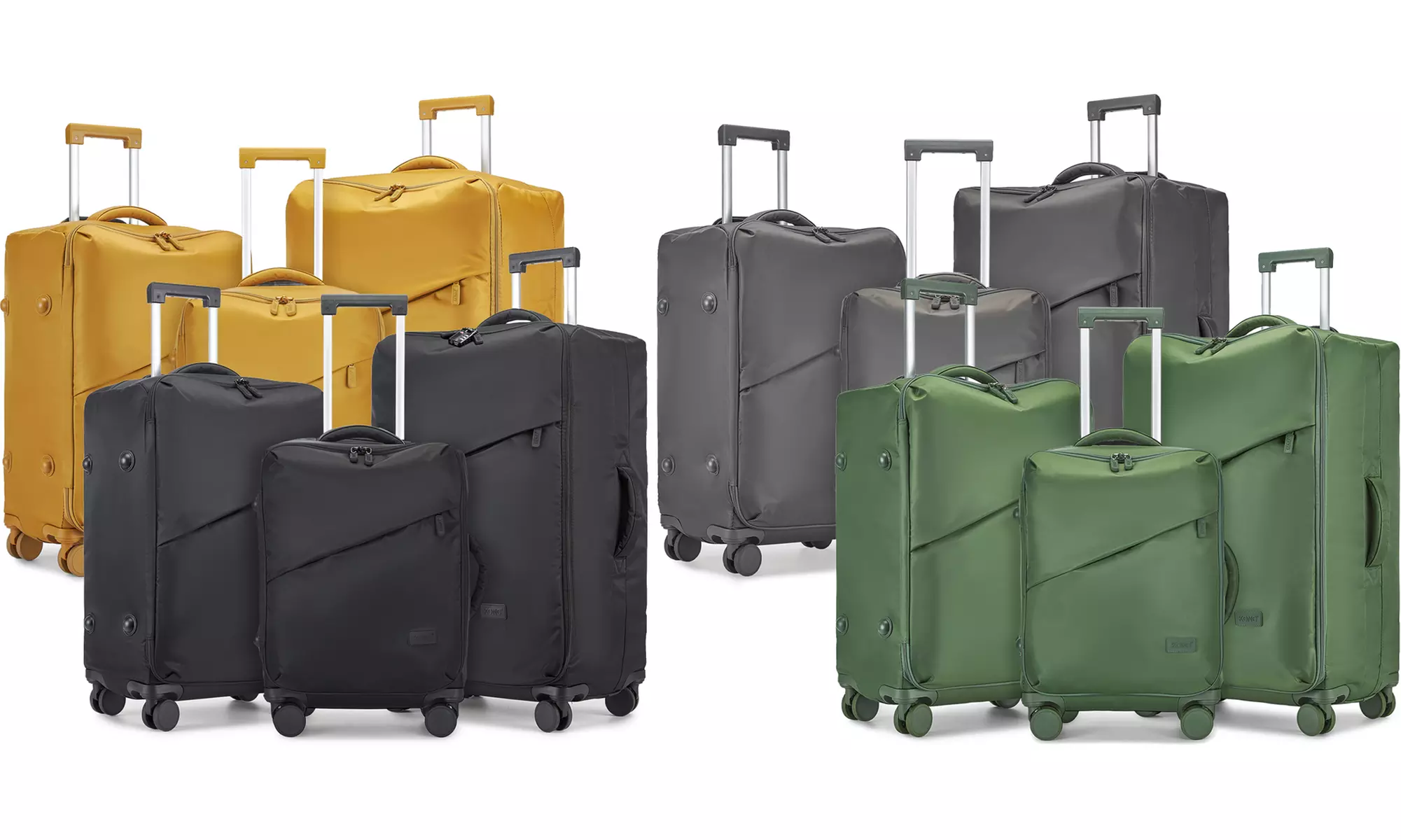 KONO Lightweight Soft Shell Suitcase Set With TSA Lock And Wet/Dey Compartment - Primary Image