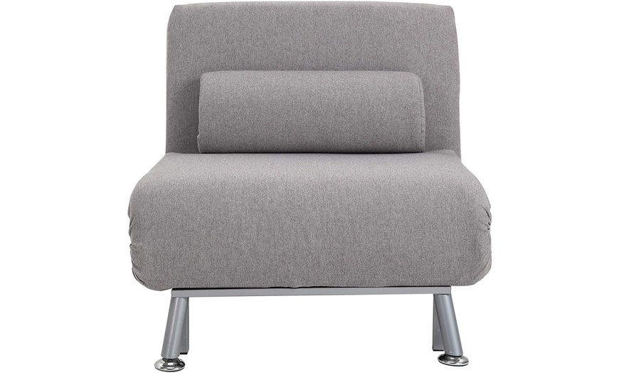 Image 6: HomCom Convertible Single Sleeper Chair Sofa Bed