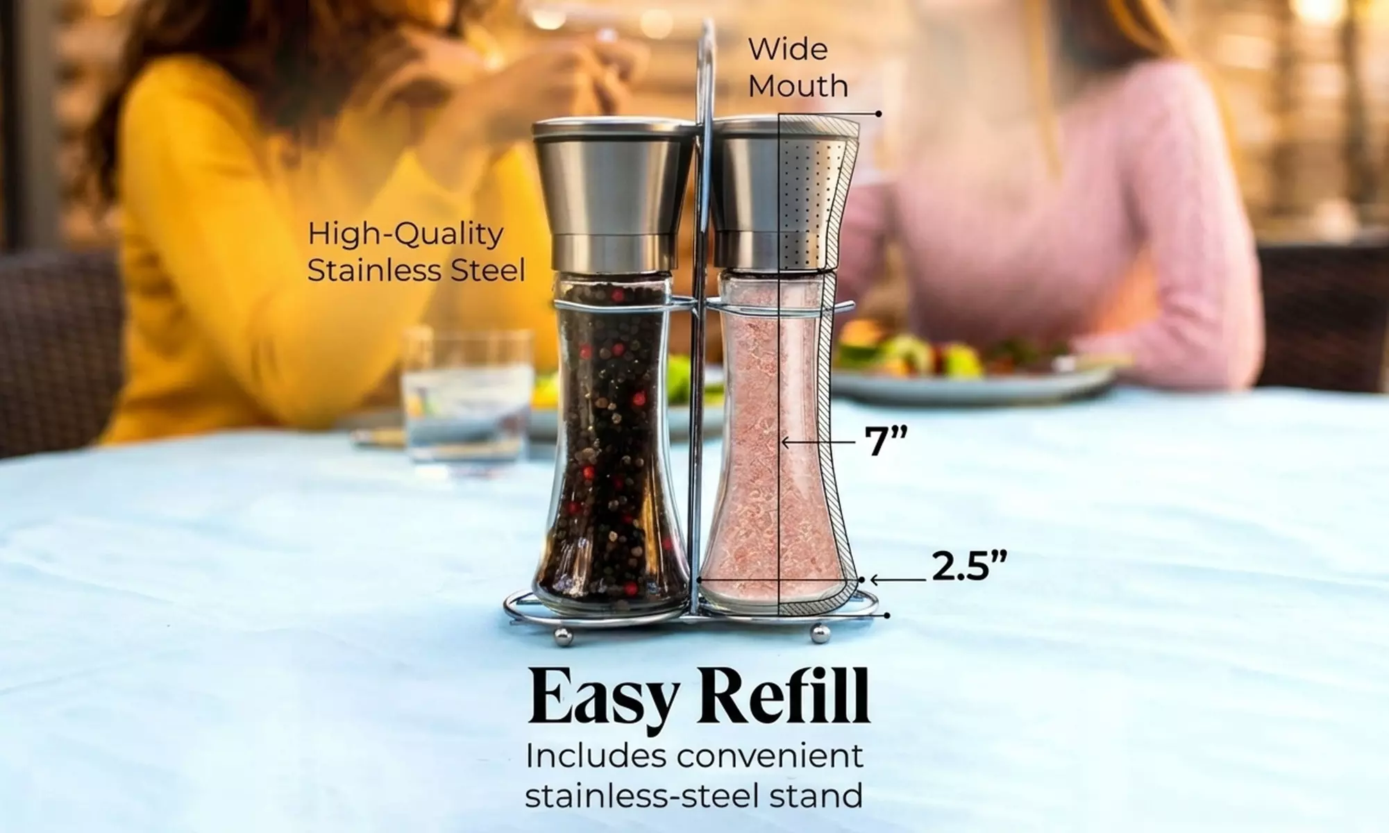 Willow & Everett Salt and Pepper Grinder Set with Stand