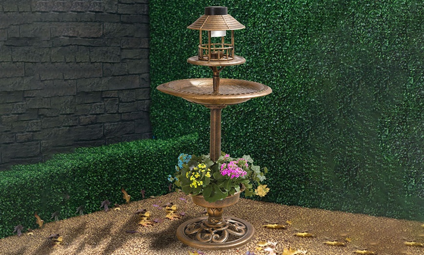 Image 2: Bird Bath Feeder and Solar Light