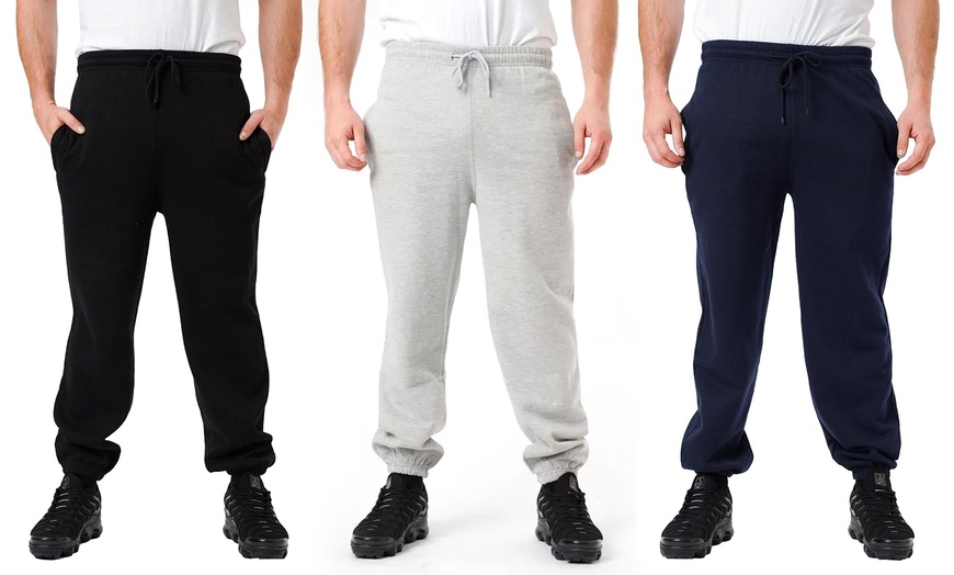 Image 1: Label Apparel Men's Fleece Cuffed Joggers