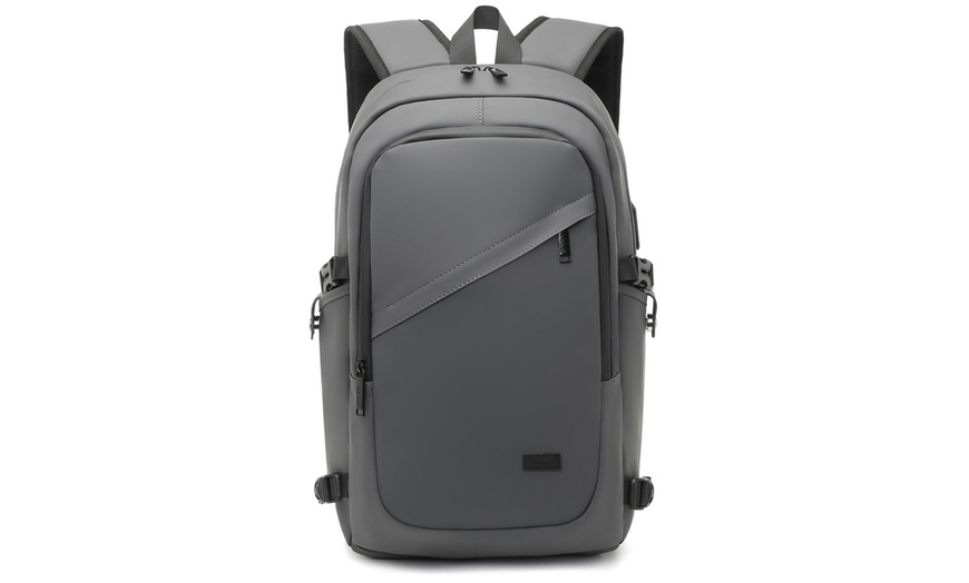 Image 23: KONO PVC Coated Water-Resistant Backpack Travel Business Laptop Bag