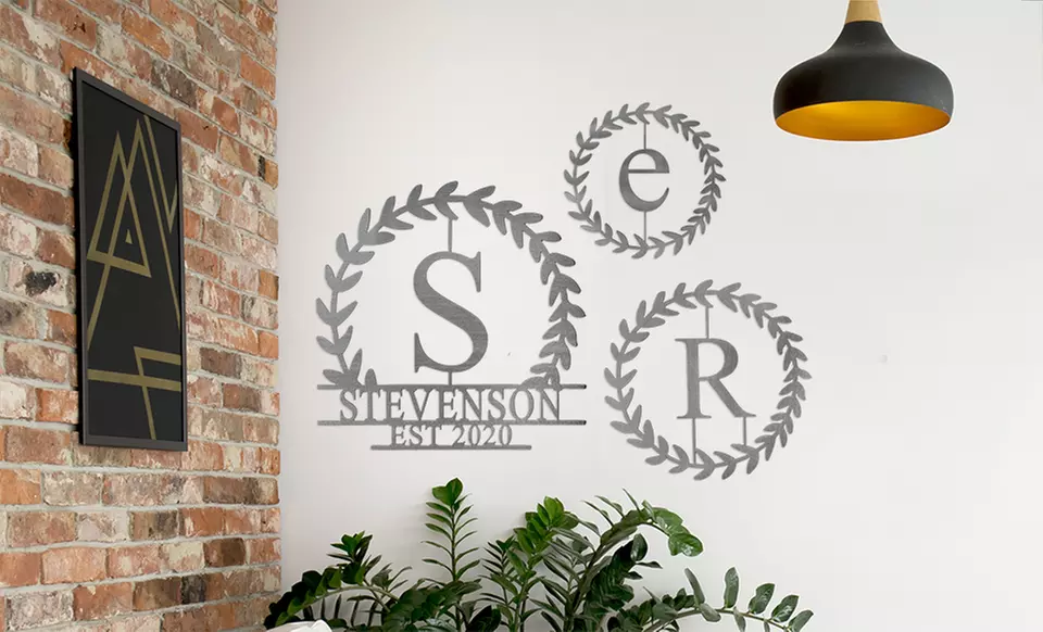 Custom Magnolia Monogram Sign from Rusted Orange (Up to 79% Off). Four Options Available. - Primary Image