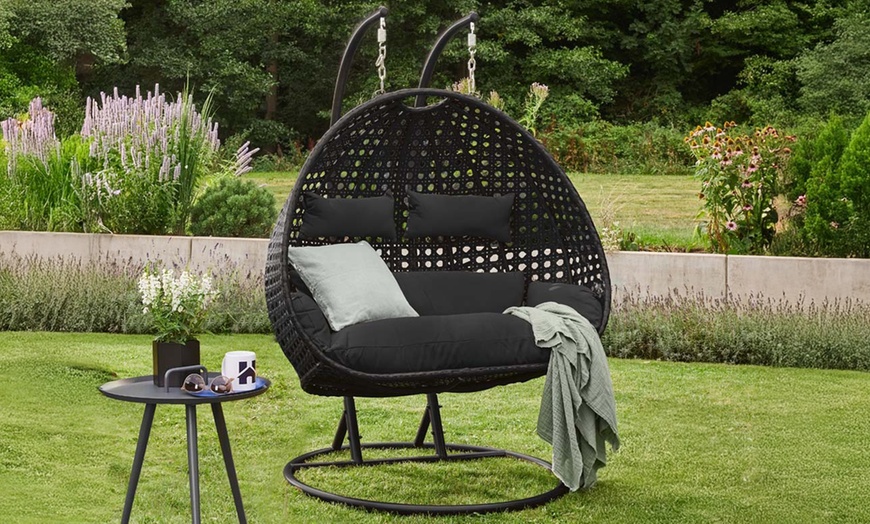 Image 1: Home Deluxe Polyrattan-Hängesessel TWIN