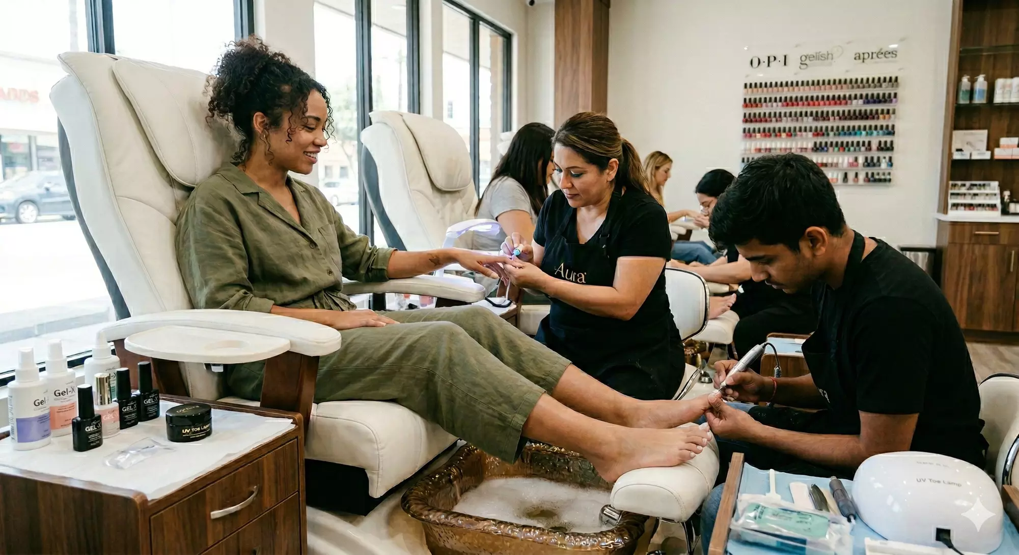 Acrylic, Gel X Full Nails and Gel X Toe Extensions with Pedicure