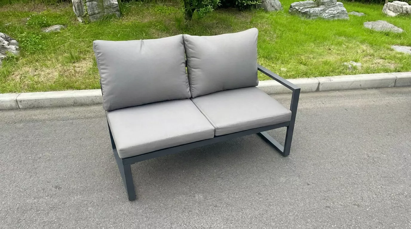 7pc Aluminium Garden Corner Sofa Set with Coffee Table and Footstool