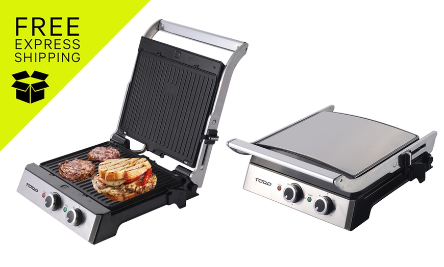 Image 1: TODO 2000W Sandwich Press Contact Health Grill Flat Grill Griddle