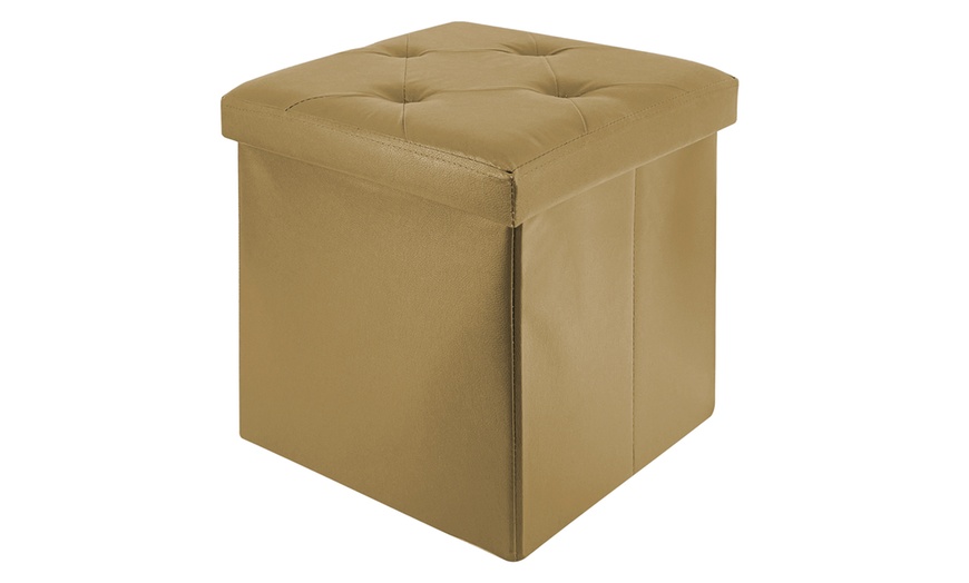 Image 26: Pouf carré en simili cuir avec espace de rangement