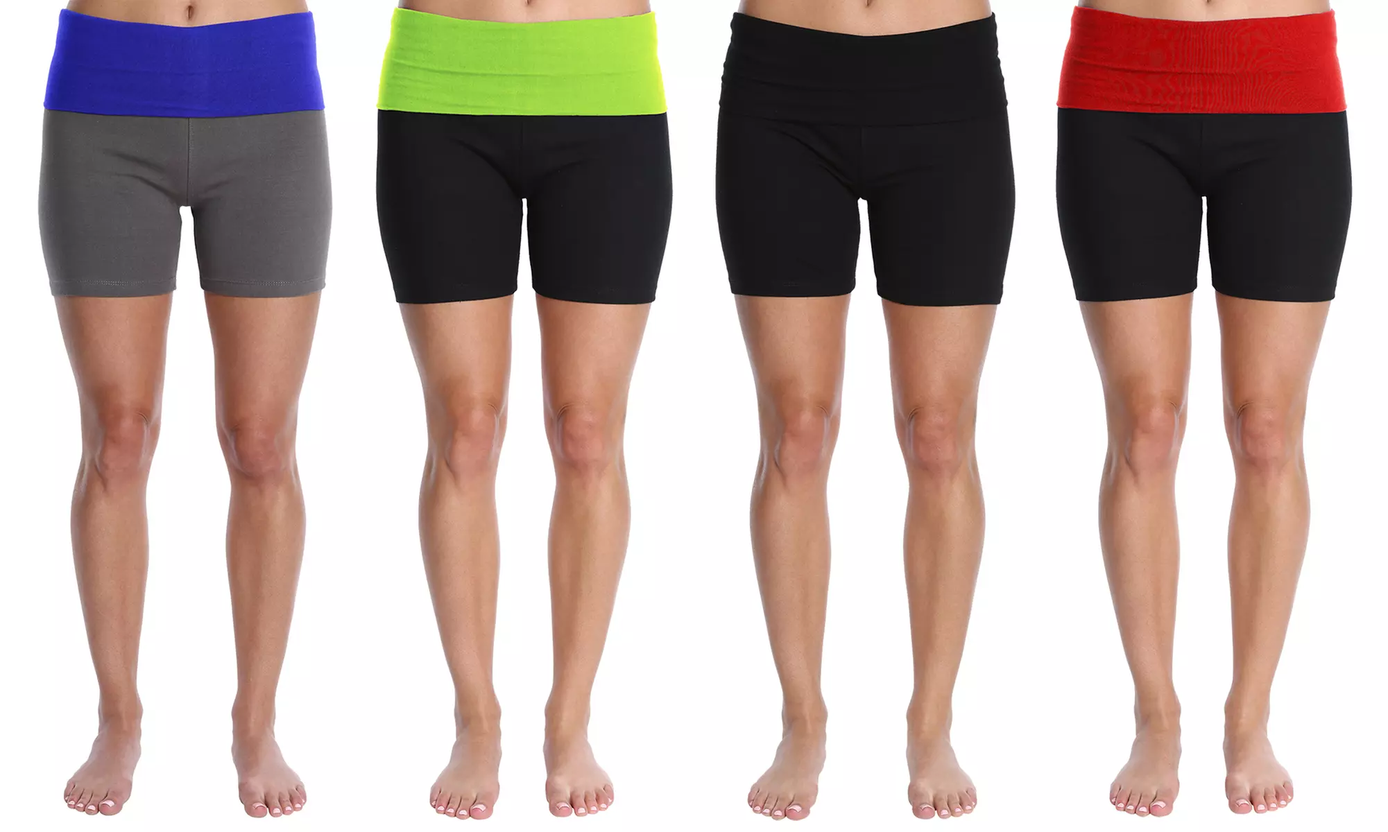Blis Women's Yoga Shorts with Fold-Over Color Waistband - Primary Image