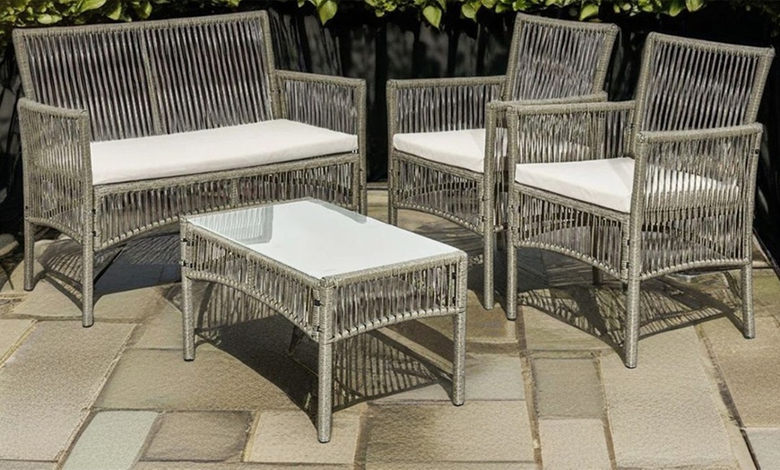 Image 1: Verona Four-Piece Rope Garden Furniture Set
