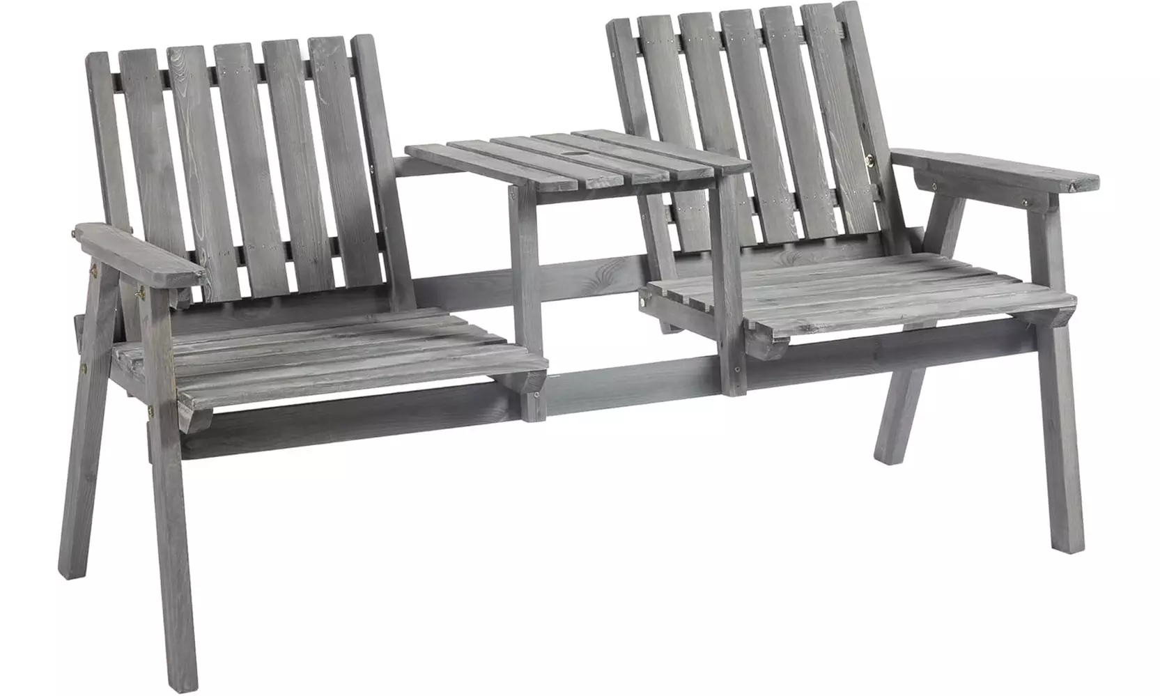 Outsunny 2-Seater Wooden Bench with Centre Table