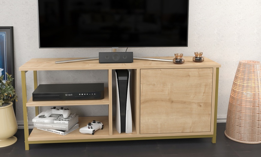 Image 22: Neola Media Television Stand with Open Shelves and Cabinet