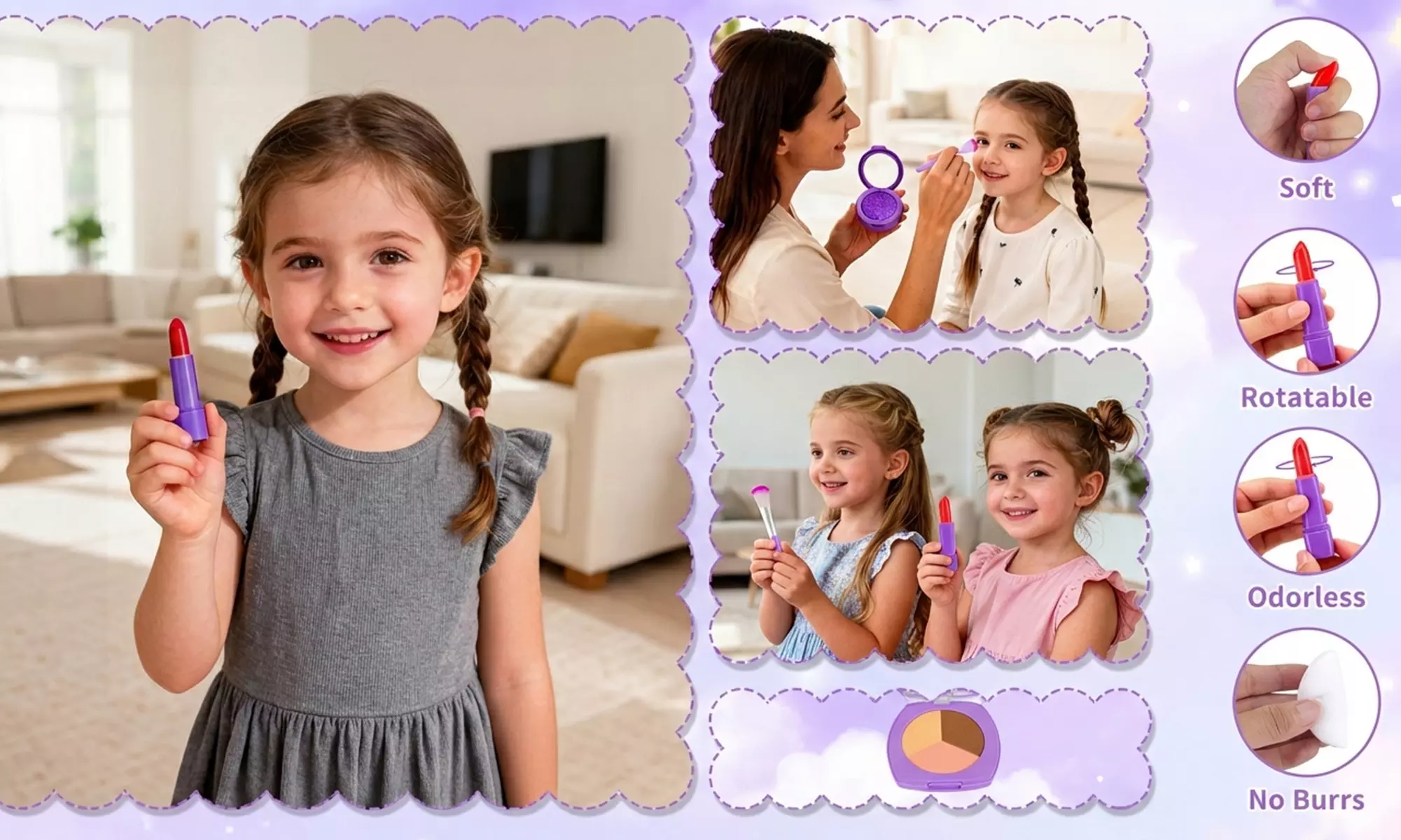 Girls Pretend Makeup Kit with Carry Case