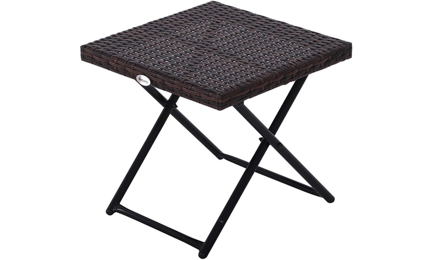 Image 7: Outsunny Foldable Rattan-Effect Table