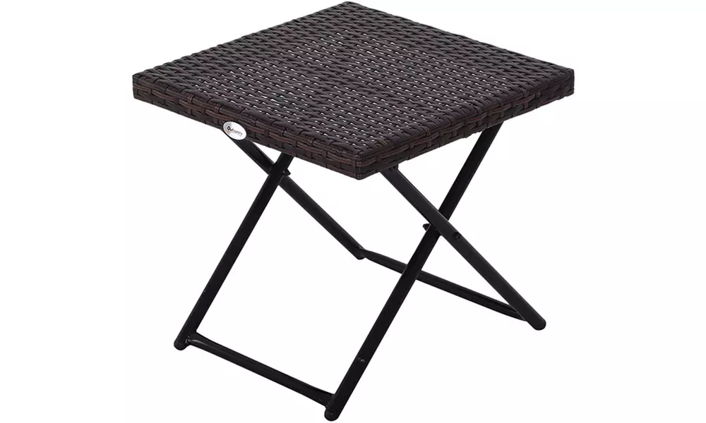 Outsunny Foldable Rattan-Effect Table