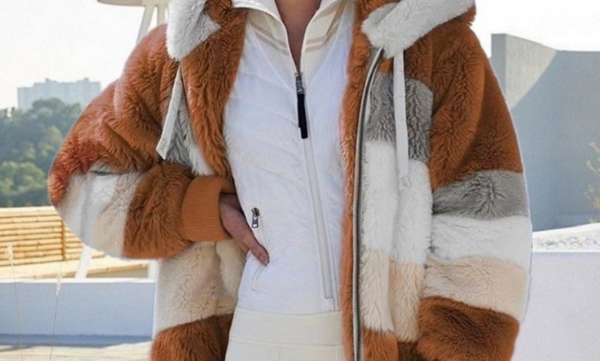 Image 5: Women’s Plush Hooded Coat