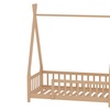Image 4: Pine Wood Tent-Shaped Kids Bed Frame with Low Base and Safety Fence