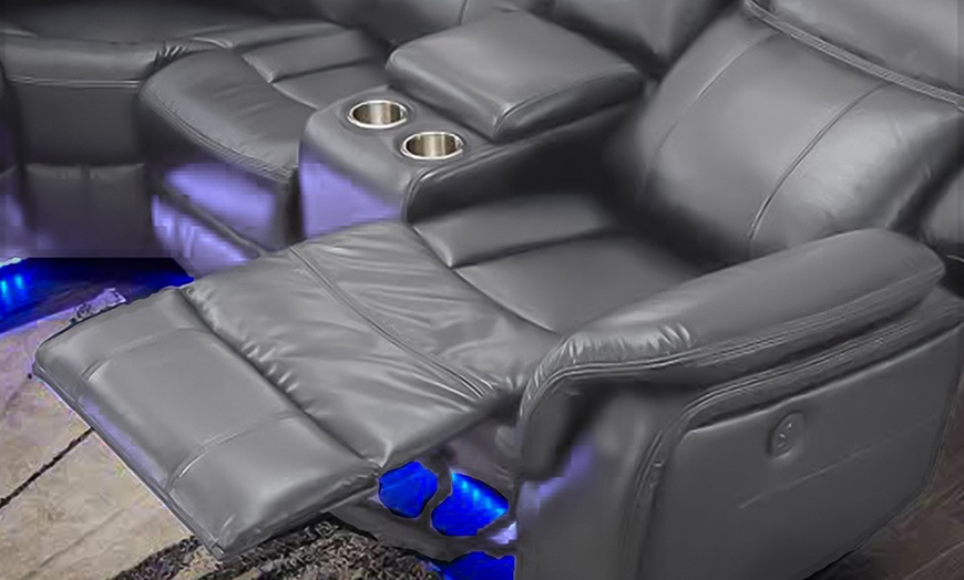 Image 2: Leather Corner Sofa with Recliner