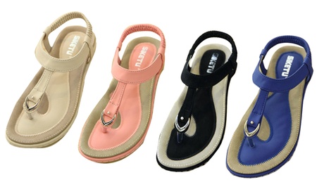 Sandales plates confortables avec boucle dorée