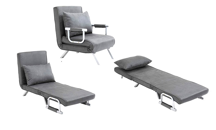 Image 2: HomCom Single Sofa Bed Chair/ Convertible Sleeper Chair