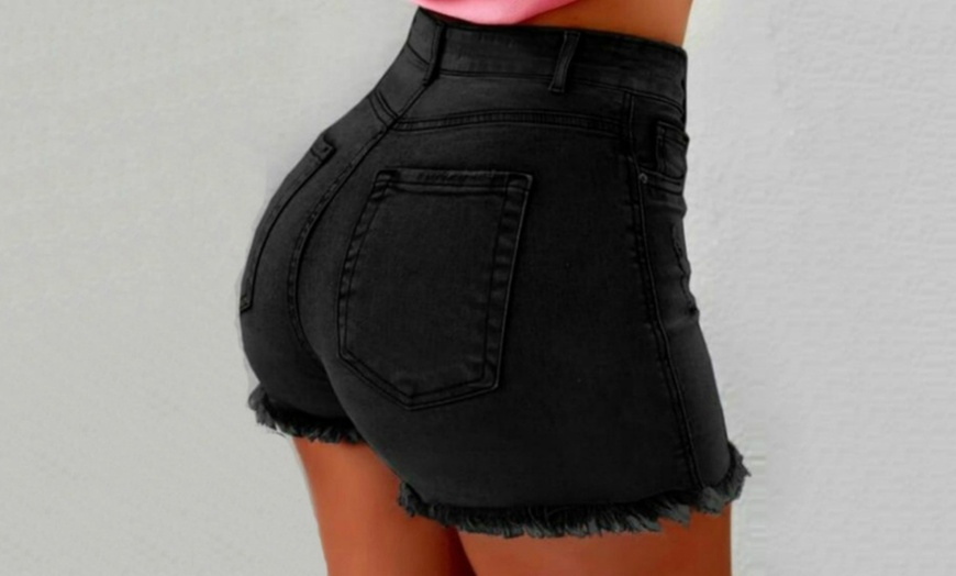 Image 3: High-Waisted Denim Shorts