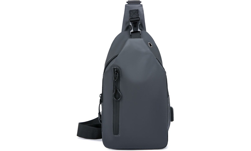 Image 5: Water-Resistant Anti-Theft Sling Bag with USB Charging Port
