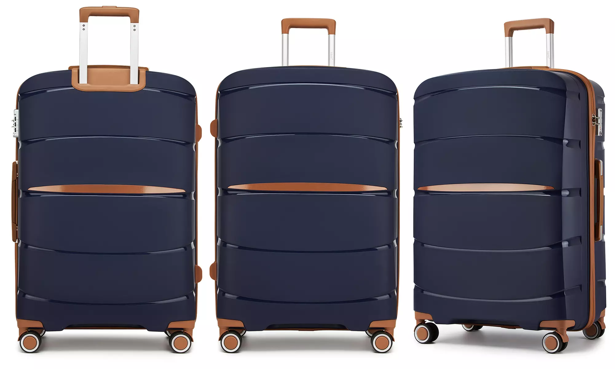 1 / 3x KONO kratzfester PP-Reisekoffer mit leisen Rollen & TSA-Schloss