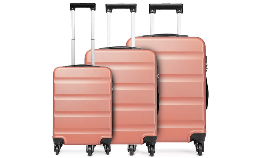 Image 2: Horizontal Design Hard Shell Suitcase Set with Combination Lock