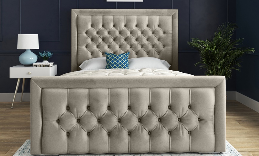 Image 2: DS Living Kingston Upholstered Soft Velvet Bed