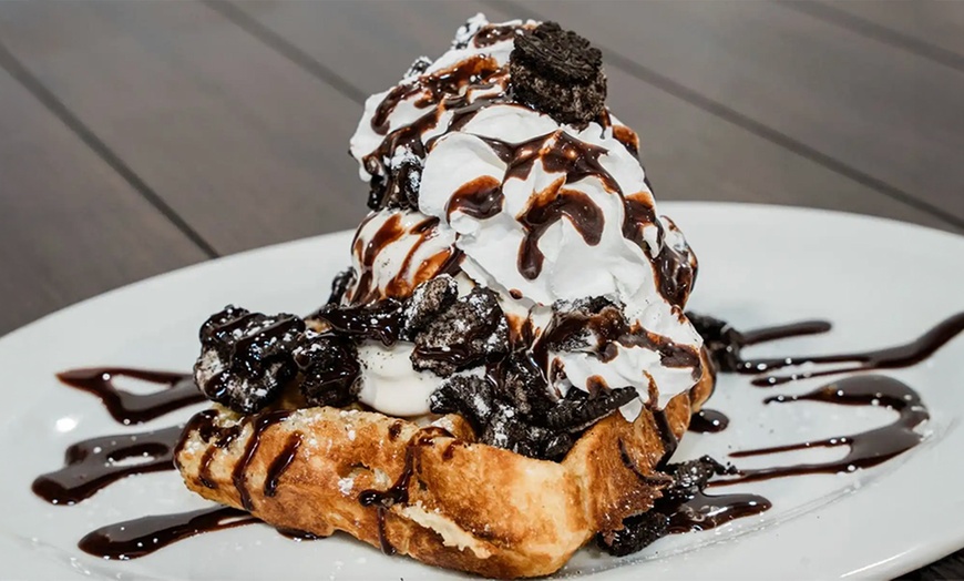 Image 1: $40, Signature Waffles, Entrees, Sides, or Drinks For Up to 4 People 