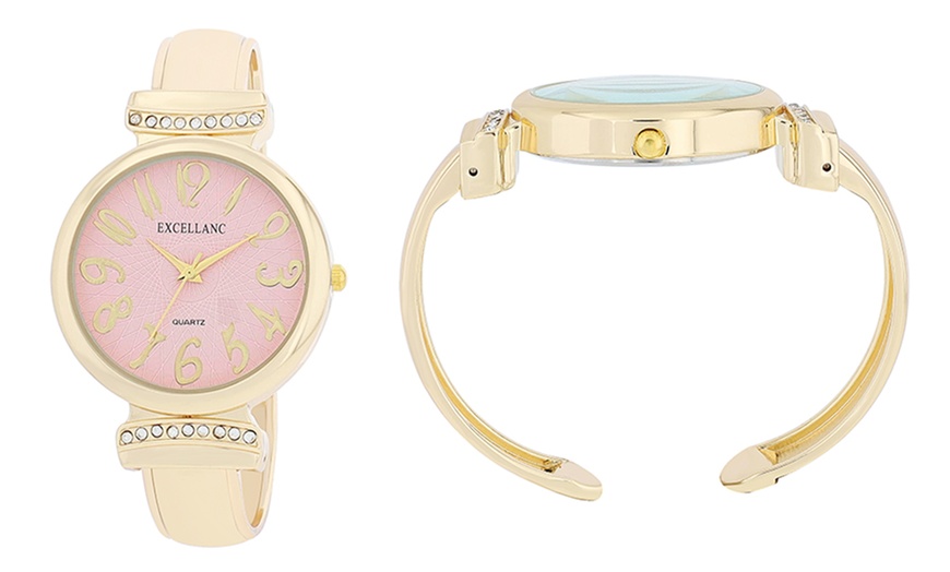 Image 23: Reloj de pulsera analógico con piedras brillantes de Excellance