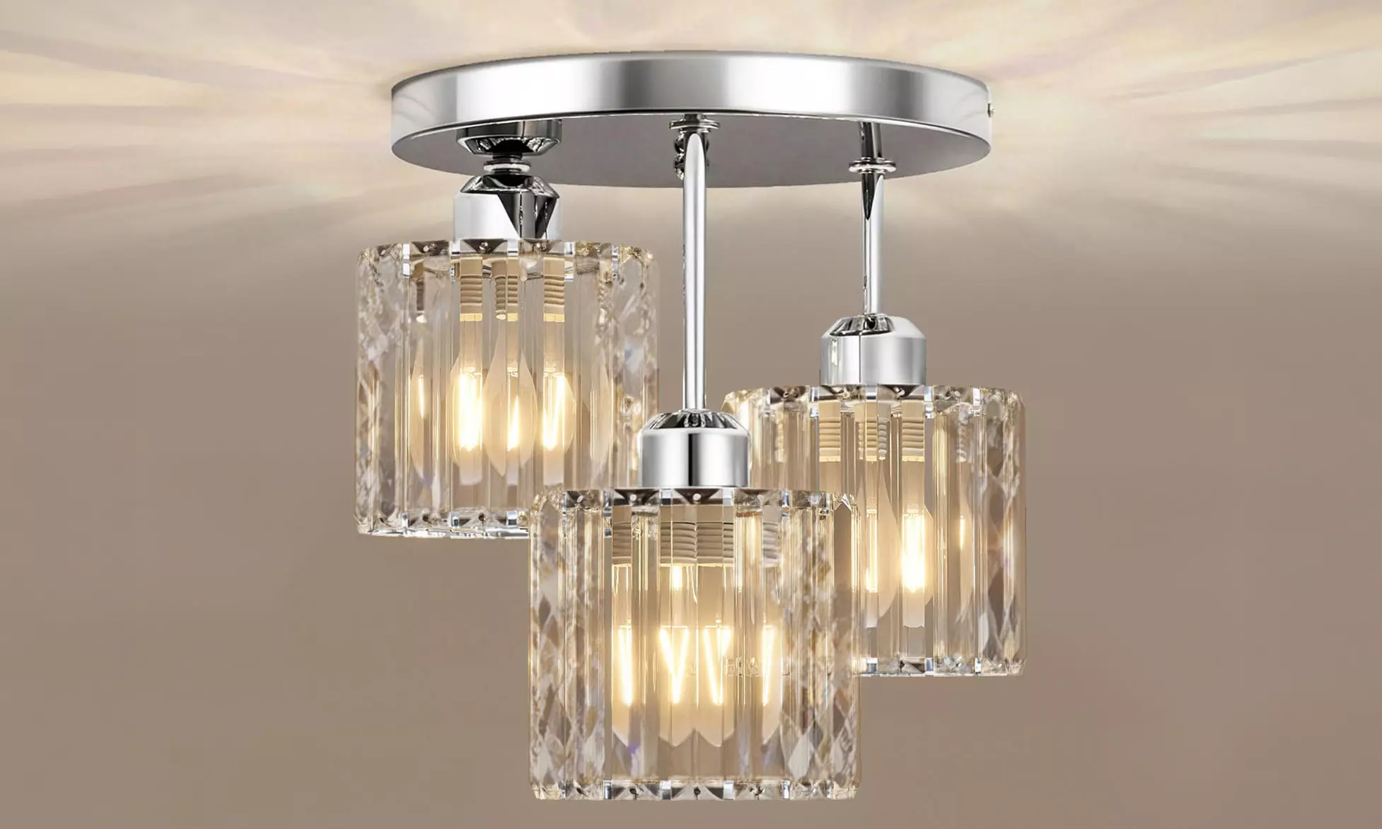 Emitto Crystal Semi-Flush Ceiling Light with 1-Light & 3-Light Options