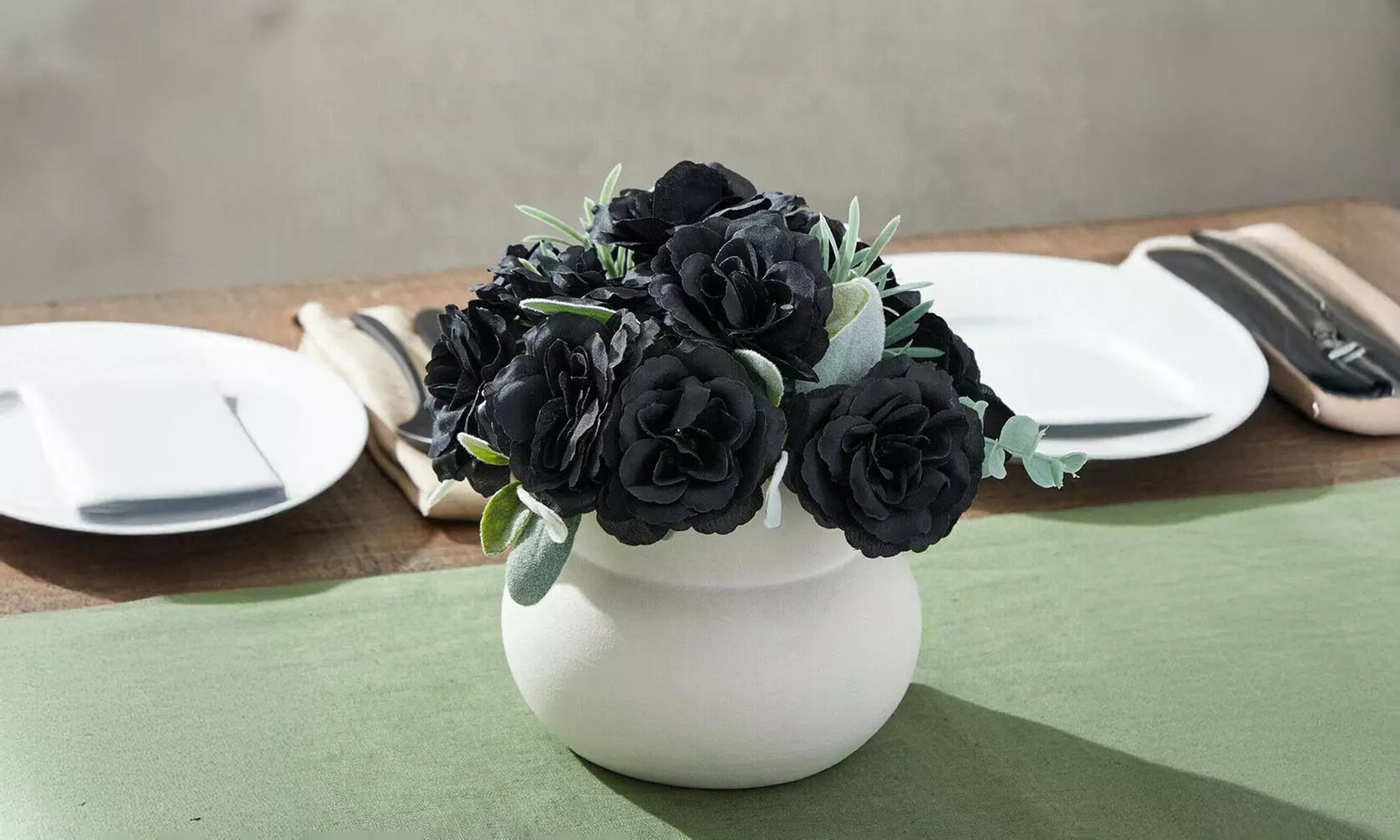 US 50-100Pc Artificial Black Rose Stemless Silk Flower Decoration Wedding 2.36''