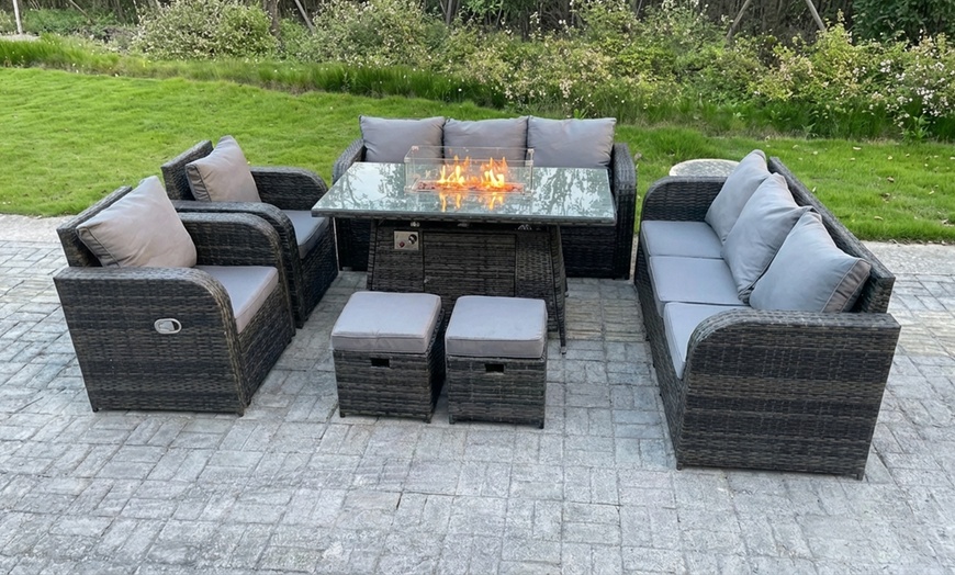 Image 2: Deluxe 10-Seater Rattan Garden Furniture Set