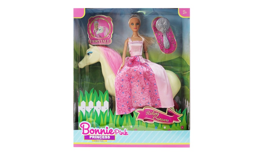 Image 5: 29cm Riding Princess Doll Set with Horse and Accessories
