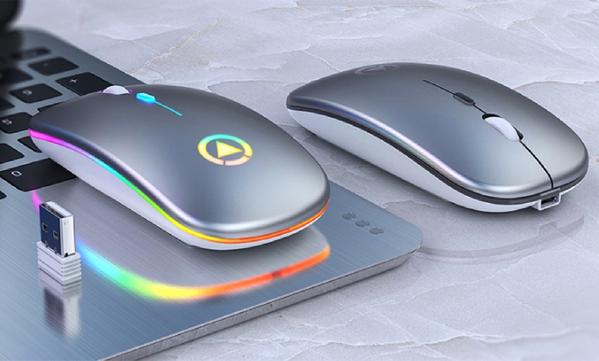 Image 6: Rechargeable Wireless Bluetooth Mouse with Colourful Lights