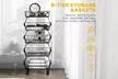 HomCom 5-Tier Steel Storage Trolley with Wheels in Black - Image 6