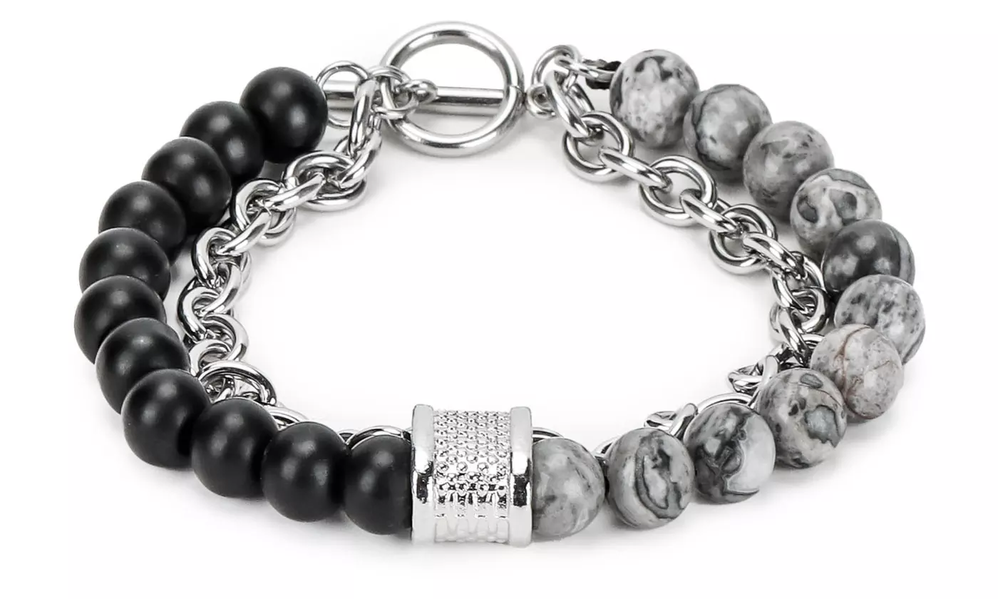 Handmade 8MM Natural Stone Prayer Beads Tiger Eye Bracelet for Men Women