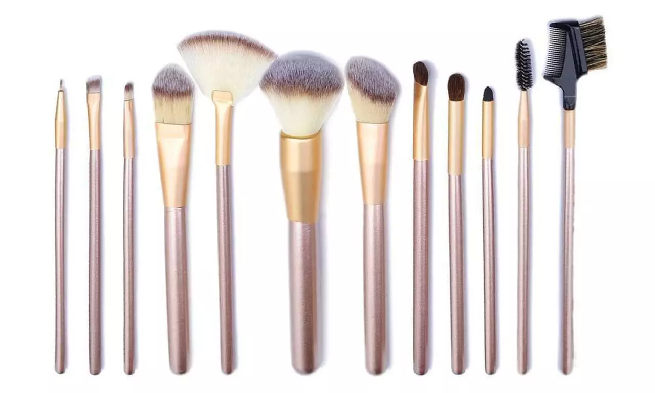 Ivory Makeup Brush Set with Traveling Case (12 Piece)